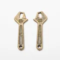 Pair of vintage bronze alloy wrench pendants with KF engraving for DIY jewelry - Bronze