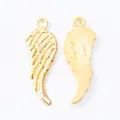 Golden S925 sterling silver angel wing pendants with detailed feather texture - Gold