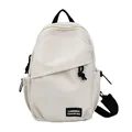 Borsa a tracolla minimalista bianco crema con cinturino nero regolabile e tasca anteriore - Bianco