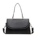 Borsa a mano nera classica da donna con finiture dorate e tracolla regolabile - Nero