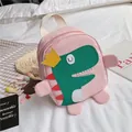 Pink cartoon dinosaur toddler backpack in durable oxford fabric for school girls - Pink