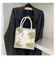 Detail of canvas tote bag with rustic illustration and woven cotton rope handles - Forest Vegetation Style