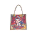 Peking Opera girl canvas tote bag with braided handles and trendy artistic print - Peking Opera Bubble Blowing Girl Pattern