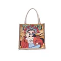 Canvas tote bag with Peking Opera illustration and durable cotton rope handles - Peking Opera Modern Girl Pattern