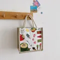 Japanese style canvas tote bag featuring summer festival illustrations and rope handles - Ice Cream