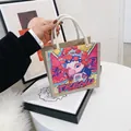 Canvas tote bag with cartoon opera girl print and thick cotton rope handles - Modern Peking Opera Lady (Rose Red)