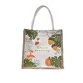 Canvas tote bag with autumn pumpkin and mushroom print and Green Planting text - Natural Botanical Forest Pattern
