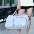 Bolso deportivo grande gris y rosa para viajes y fitness con correa ajustable - Gris claro