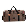 Brown high-capacity nylon travel bag with adjustable shoulder strap and GIM logo - Tan