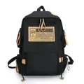Ruime zwarte canvas rugzak met beige leren details voor reizen, laptop en studenten - Zwart