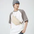 Minimalistische beige Crossbody-Brusttasche mit verstellbarem Gurt und Silber-Reißverschluss - Weiß