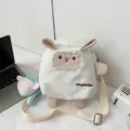 Borsa a tracolla bianca a forma di pecora con ciondolo di peluche e tracolla - Senza Ciondolo / Bianco