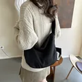 Borsa a tracolla nera minimalista con trama a nido d'ape per il tempo libero quotidiano - Nero