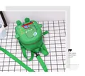 Detail of green dinosaur canvas bag with anti-lost safety leash and cartoon print - Green