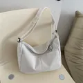 White corduroy crossbody tote bag with adjustable strap and cute dog charm pendant - White