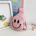 Sac bandoulière rose pour enfants avec motif smiley et sangle réglable en tissu - Rose