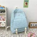 Cute light blue bubble textured backpack for students with adjustable white straps - Sky Blue