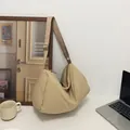 Minimalist large capacity quilted nylon tote bag in khaki with adjustable shoulder strap - Khaki
