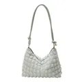 Light green pleated underarm bag with waffle texture and knotted shoulder strap - Light Green