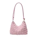 Light pink bubble texture hobo shoulder bag with stylish knot strap and gold hardware - Pink