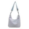 Borsa tote a mezzaluna azzurra con tracolla regolabile in nylon per uso casual - Blu