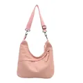 Borsa hobo a mezzaluna rosa con tracolla regolabile e ciondolo a corda intrecciata - Rosa