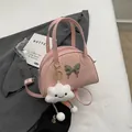 Borsa a mano bowling rosa con farfalla metallica e ciondolo a nuvola soffice - Con Ornamento / Rosa Con Ciondolo