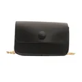 Mini borsa a tracolla nera alla moda con catena dorata e finitura in pelle testurizzata - Nero
