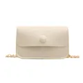 Mini borsa a tracolla minimalista in pelle PU beige con catena dorata e bottone automatico - Bianco
