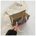 Ethnic linen tote bag with red geometric patterns and white rope handles - Red Zipper Style