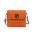 Sac bandoulière vintage orange en cuir PU avec emblème d'ours et sangle réglable - Orange