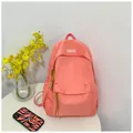 Minimalistische roze nylon rugzak met FASHION-logo en trekkoord ritsen - 28*12*40cm / Oranjerood