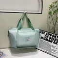 Mint green foldable travel bag with large capacity and expandable bottom for gym use - Green