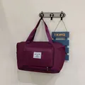 Purple large capacity folding travel duffel bag with expandable zipper base for women - Grape Purple