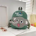 Green canvas kids backpack with cute 3D elephant design and Small Elephant text print - Style 1 Elephant Style / Green