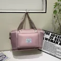 Foldable large capacity travel bag in lotus pink with waterproof fabric and bottom expansion - Sakura Pink