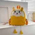 Cute yellow canvas backpack with cartoon animal face and floppy long ears for toddlers - Style 2 Rabbit Long Ear Style / Yellow
