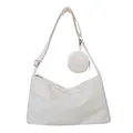 Sac bandoulière chic blanc crème en nylon avec petit porte-monnaie et logo tendance - Sans pendentif / Blanc