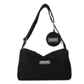 Sac bandoulière noir en nylon pour femme avec petit porte-monnaie et sangle réglable - Sans pendentif / Noir