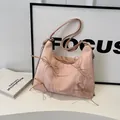 Sac fourre-tout rose avec motif marbré et décorations de nœuds doux pour femmes - Rose