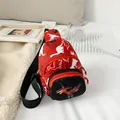 Bolso de pecho de dinosaurio para niños en rojo y negro con correa ajustable - Rojo