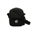Lightweight black outdoor shoulder bag with white geometric logo and adjustable strap - Black