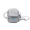 Light gray outdoor nylon crossbody phone bag with embroidered logo and zip closure - Blue