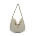 Borsa a tracolla trapuntata color crema con grande capacità e chiusura a cerniera - Bianco