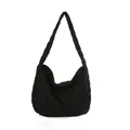 Borsa a spalla hobo trapuntata nera con design a nuvola e motivi a rombi - Nero