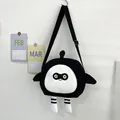 Borsa a tracolla in tela cartone animato bianco e nero con gambe a righe sulla parete - Nero