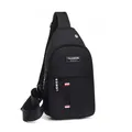 Waterproof black oxford chest bag for outdoor sports and cycling with adjustable strap - Black