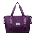 Deep purple travel bag in waterproof oxford fabric with a bottom shoe compartment - Deep purple