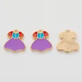 Colorful alloy dress pendants with enamel oil finish and gold textured back for DIY jewelry - Purple