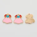Three-piece colorful enamel dress pendants for DIY jewelry and accessory making - Pink